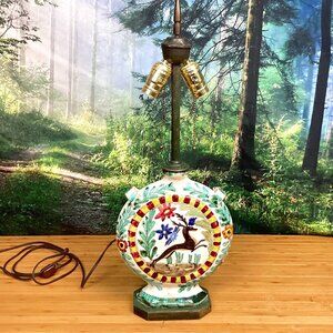 Vintage Hand Painted Vase Lamp - Italy